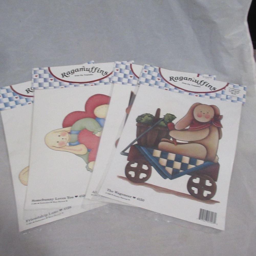 Vintage Ragamuffins Iron-On Transfers Lot 4 Darrow Publications 1991 1992 Bunny